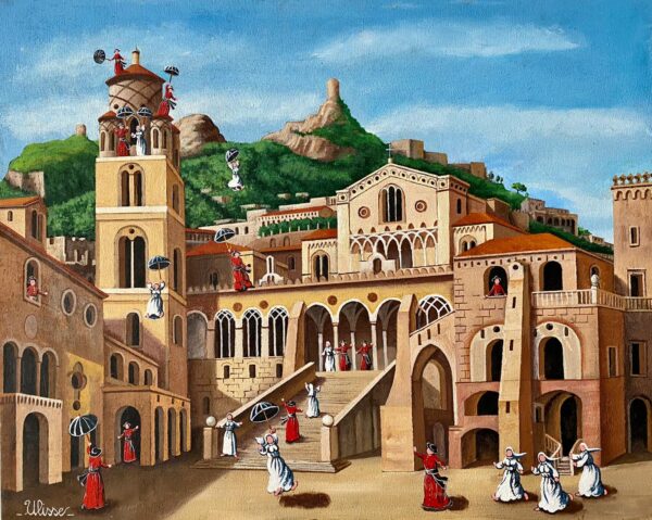 QUADRO ARTE PITTORE ULISSE AMALFI ANTICA