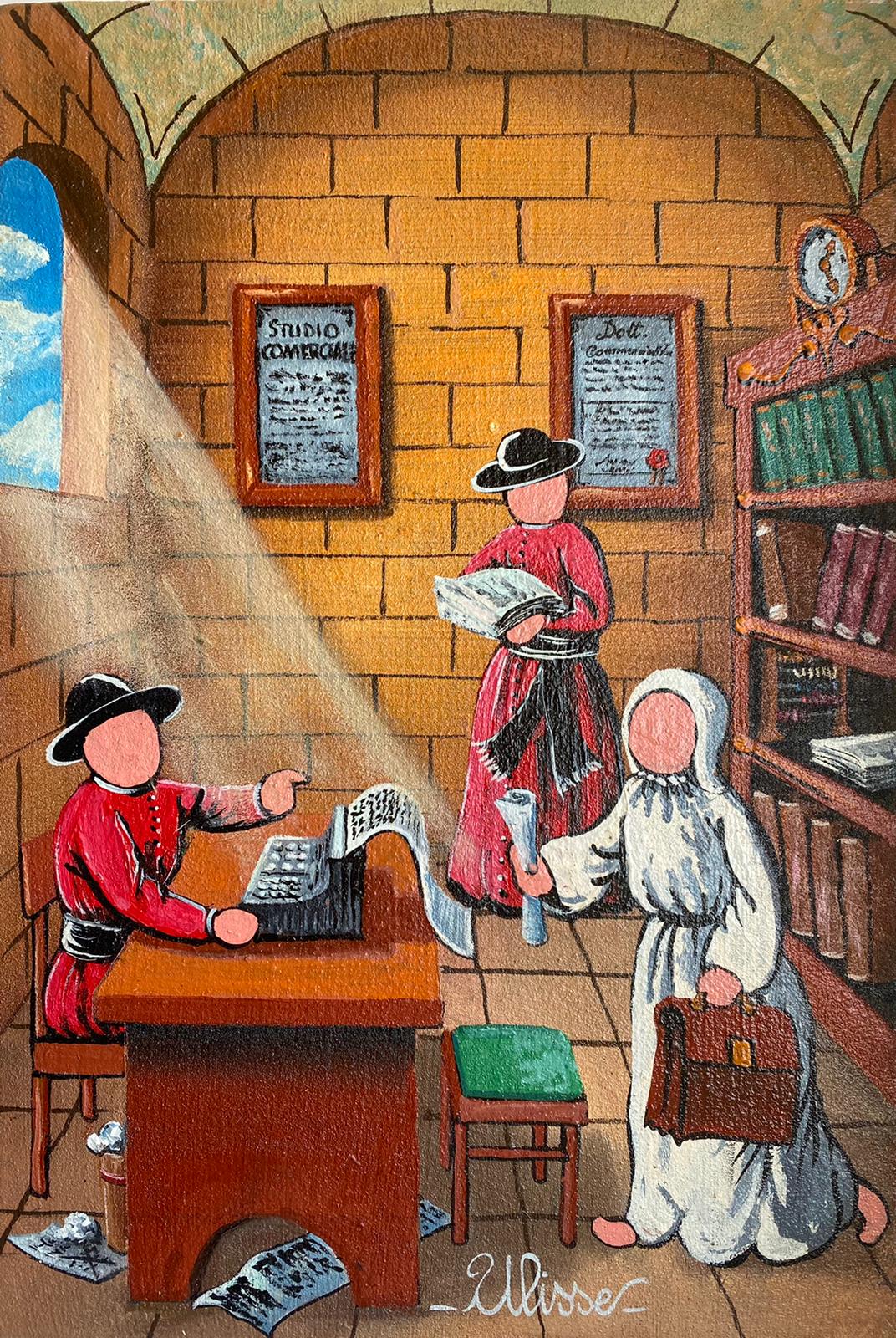 FAR DI CONTO 20X30 quadro arte pittore ulisse le professioni commercialista