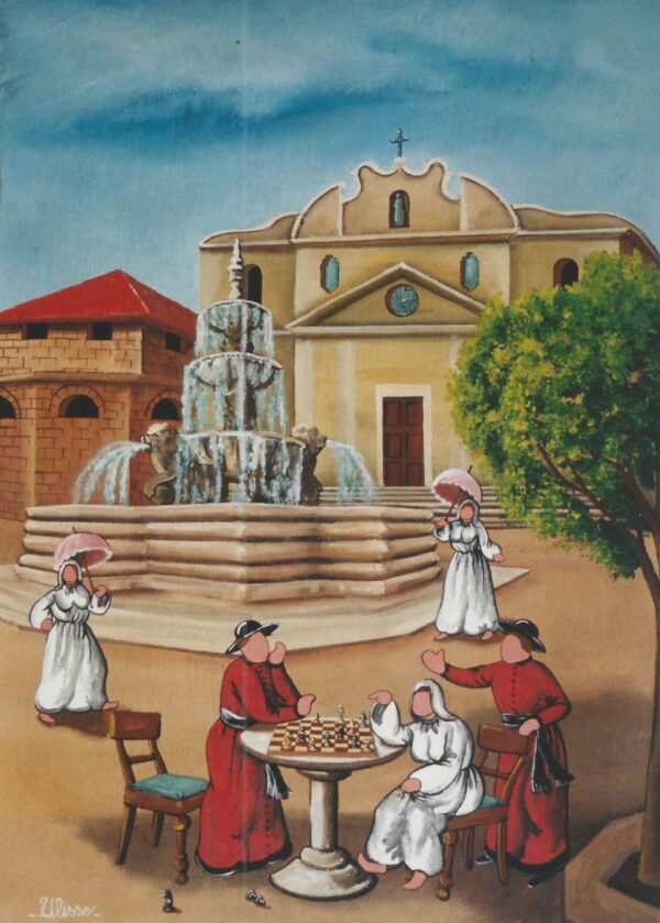 arte quadro pittore ulisse cutro davanti alla fontana